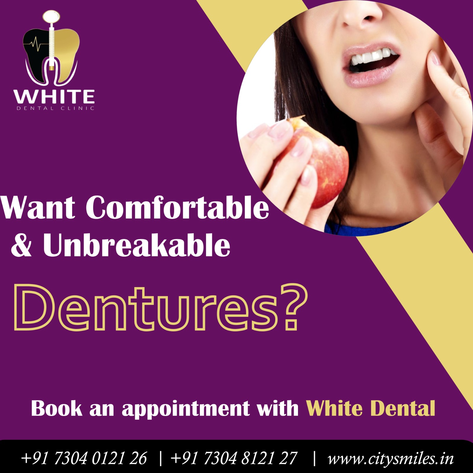 White Dental Clinic – Comfortable & Unbreakable Dentures!